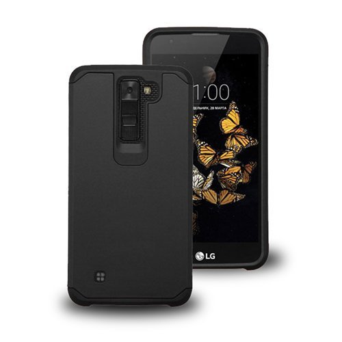 LG Phoenix 2 Case, LG Escape 3 Case, LG K8 Case, LUXCA Designed Armor [Shock Absorption] Drop Protection Hybrid Dual Layer Defender Cover for LG Phoenix 2 (Jet Black)