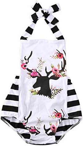Moore Newborn Baby Girl Clothes Deer Cartoon Bodysuit Romper Playsuit Jumpsuit Outfit