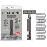 Rockwell Razors 2C Adjustable Double Edge Safety Razor in Gunmetal + 5 Swedish Stainless Steel Razor Blades