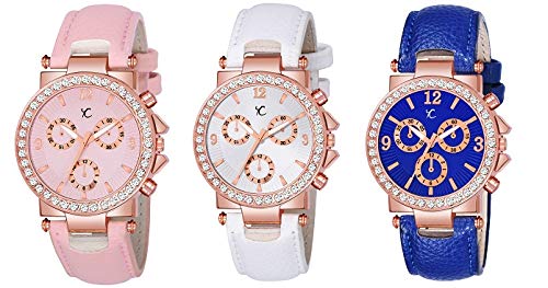 YOUTH CLUB Pair of Two Round Stone Studded dial with Leather Strap Analogue Watch for Girls (B0831JM7ZB) Amazon Price History, Amazon Price Tracker