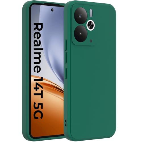 Image of A rtistque Back Cover Case for Realme 14T 5G with Camera Protection | Shockproof TPU|Stylish Protective Design|Slim Fit|Ultra Matte| Back Cover - Green