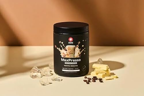 MaxiNutrition MaxPresso White Chocolate Mocha 300g, Protein Kaffee, Whey Coffee Pulver, 21g Eiweiß pro Portion, Zuckerfrei & fettarm, Warm & kalt genießbar
