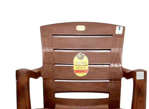 Image of ANMOL Plastic Moulded Jaguar High Back Chair Strong Structure Build Chair for Home (Set of 1) Brown Weight Bearing Capacity 200 Kgs (Shree Ganesh Online Original Seller)
