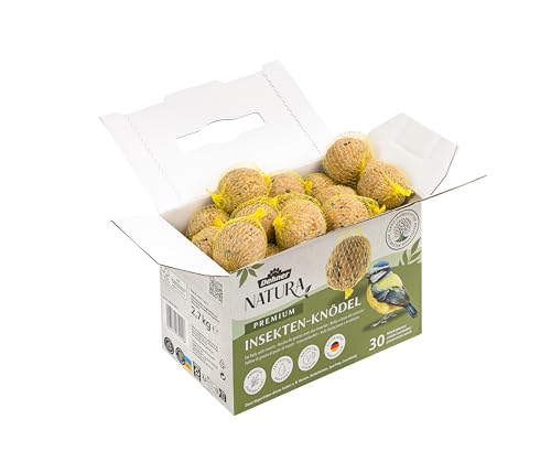 Dehner Natura Premium Meisenknödel mit Netz, Insektenknödel, ganzjähriges Wildvogelfutter proteinreich / energiereich, 30 Stück je 90 g (2.7 kg), Karton aus FSC-zertifizierter Produktion