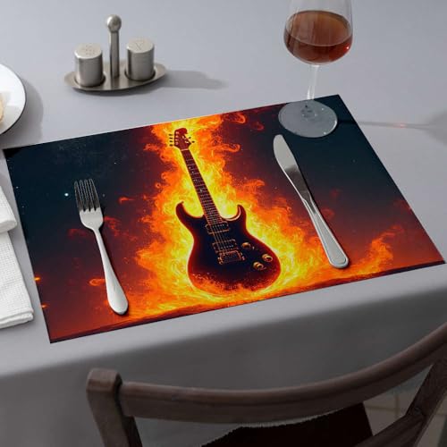 Sets de table guitare jaune lavables Comedor protection de table originale - 2