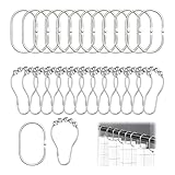 LQUYTA 24 Anelli Tenda Doccia Ganci per Tendina da Doccia Anello di Sospensione in Acciaio Inossidabile Anello da Doccia Per Tendina da Doccia Sospensione e Tirata (2 Stili)
