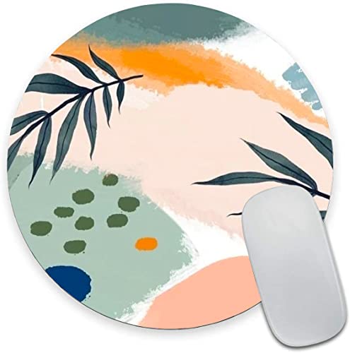Armanza Mouse Pad, Abstract Leaves Round Mouse Pad, Waterproof Circular Small Mouse Pads With Designs, Non-Slip Rubber Mousepads For Office Laptop, 7.9X0.12 Inch #TOP4