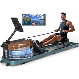 Vowvit Water Roeimachine, Roeimachine met Bluetooth Monitor en Verstelbare Tablethouder, Opvouwbare Roeimachine voor Thuis, Gewichtscapaciteit 160kg, Eenvoudige Montage