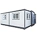 Jaxenor 13x20ft Portable Prefabricated Tiny Home, Mobile Expandable Plastic Prefab House for Hotel, Booth, Office, Guard House, Shop, Villa, Warehouse, Workshop (with Restroom)