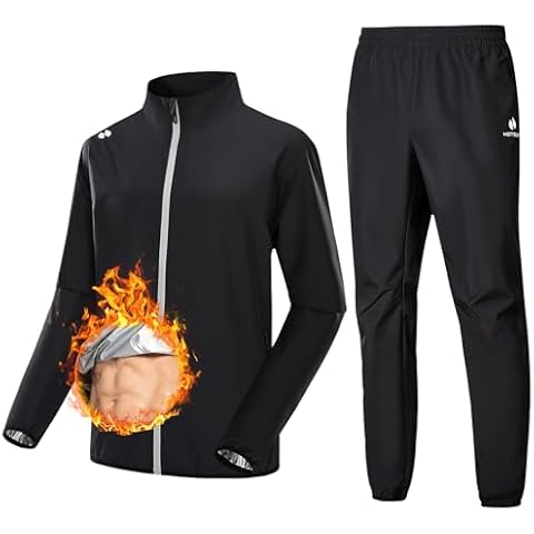 HOTSUIT Sauna Suit for Weight Loss Boxing Non Rip Sweat Suit Men Lightweight Sweat Sauna Jacket Pant, Black, 5XL Cover