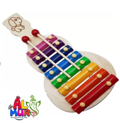 AL MURG Wooden Guitar Shaped Xylophone & How To Draw & Colour Animals Book Combo For Kids First Musical Sound Instrument With Metal Keys & Wooden Stick- Multicolour Wooden Musical Toy With 8 Notes (B09YS1WZR2) Amazon Price History, Amazon Price Tracker