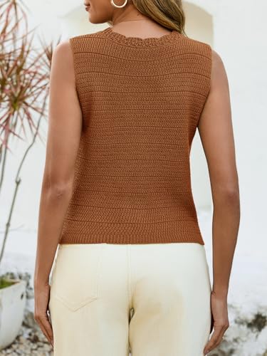 Image of Saodimallsu Womens Crochet Tank Tops Cute Summer Sweater Vest Knit Outfits