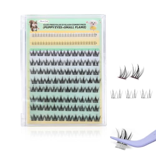 Image of MAYCREATE 104Pcs Self Adhesive Eyelashes Fake Eye Lashes for Women, Eyelash Lash Clusters, 2 Styles 10-13mm & 6-7mm Press On Self Stick Pre Glue Lashes Kit with Tweezer - Black