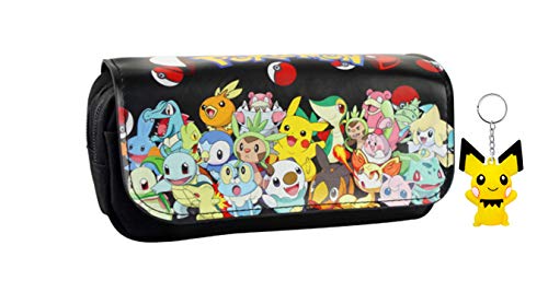 Animé Trousses Imprimé Double Compartiment Sac à Crayon Japonais Manga Grande Capacité Durable Trousses à Crayons pour Ajuster Enfant Garçon Fille +Porte clés (Couleur 2) Cover
