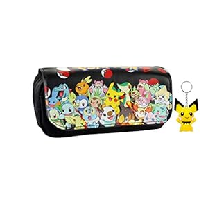 Pikachu etui, etui voor studenten, doos met briefpapier, opbergtas, studentenbenodigdheden + Sleutelhanger (kleur 4)