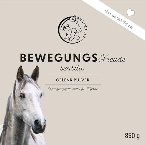 Annimally Gelenk Pulver für Pferde mit Kollagen, Kamille, MSM (Schwefel), Glucosamin, Hyaluronsäure, Chondroitin - Zusatzfutter für die Stärkung der Gelenke beim Pferd - Alternative zu Liquid (850 g)