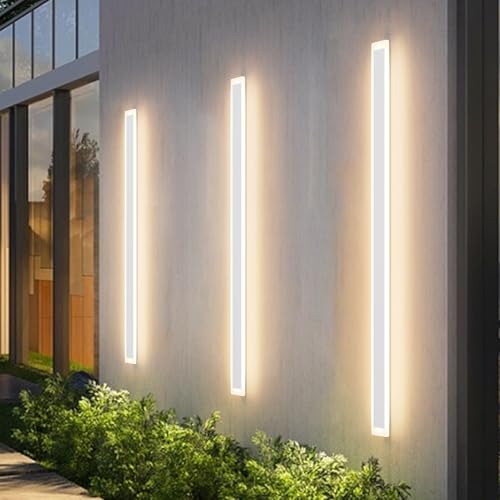 Image of Aipsun Porch Wall Lights 56.3inch Long Strip Modern Outdoor Wall Light Fixture, White Wall Mount Lighting Sconce Exterior Lights Wall Sconce 3000K for House Living Room Corridor(1 Pack)