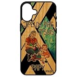 utaupia J'peux Pas je suis Papy pour iPhone 16+ Plus Bois Silicone Comique Telephone Drole frassino Bleu Papi Humour je BD 128 GB Nero