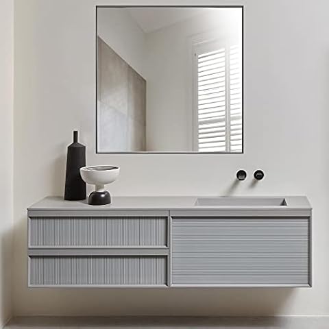 Bonverre 36 x 36 Inch Rectangle Wall Mirror, Aluminum Frame Rectangular Mirror for Bathroom, Vanity, Bedroom, Living Room, Entryway, Wall Mounted Horizontal or Vertical, Black Cover