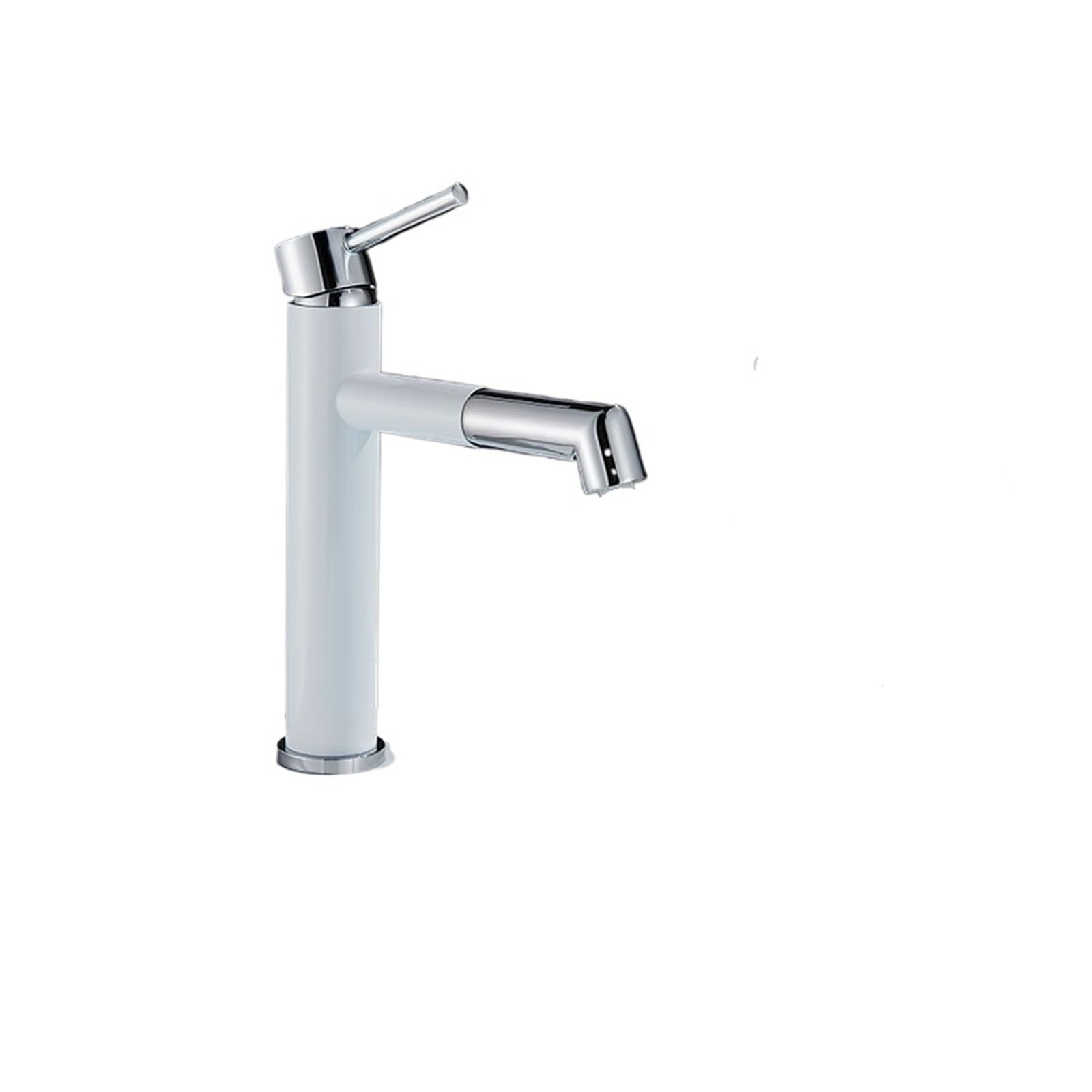 Robinet de lavabo blanc et chromé mitigeur en laiton monocommande pivotant à 360° pour salle de bain