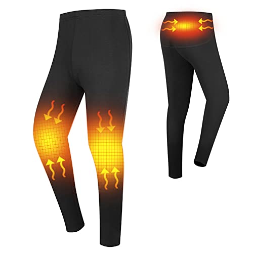 LANGWEI Leggings pour Hommes Pantalon Chauffant USB sous-Vêtement Thermique Électrique Pantalon De Couche De Base en Molleton Chauffant,Noir,S