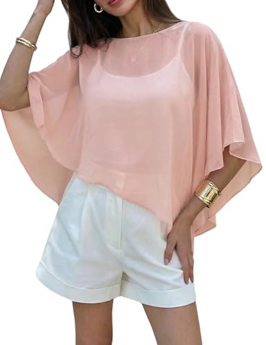 Avidlove Womens Formal Capelet Shawl Batwing Sleeve Chiffon Wrap for Weddings & Parties Lightweight Cover Up for Strapless Dresses