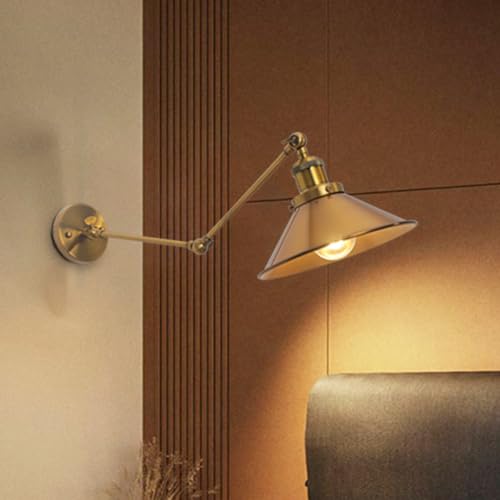 Image of Wall Sconce, Wall Lamp with Swing Arm, Bronze Mid Century Vintage Wall Light for Kitchen, Bedrooom, Living Room, Hallway, Stairway
