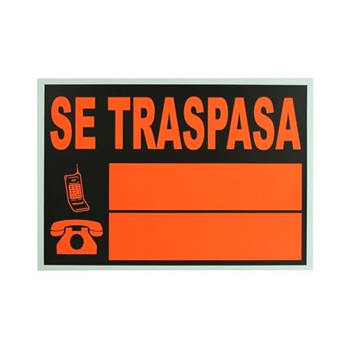 Super Mundo - Cartel Se Traspasa 35x50 cm ideal Inmobiliaria Cartel Traspasa Resistente de PVC Reflectante Señal Se Traspasa para lugares públicos y exteriores Colores (35x50 cm)
