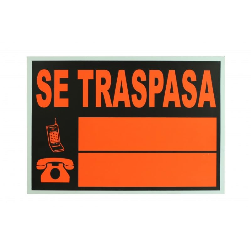 Super Mundo - Cartel Se Traspasa 35x50 cm ideal Inmobiliaria Cartel Traspasa Resistente de PVC Reflectante Señal Se Traspasa para lugares públicos y exteriores Colores (35x50 cm)