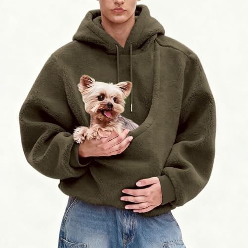 Pet Pouch Hoodie Women Cat Pocket Hoodie with Dog Pouch Hooded Sweatshirt - image 4
