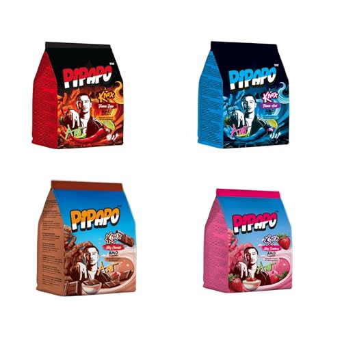 AMO PiPAPO KNAX | Flama Roja Azul Milky Chocolate Milky Strawberry | 4 Sorten im Set