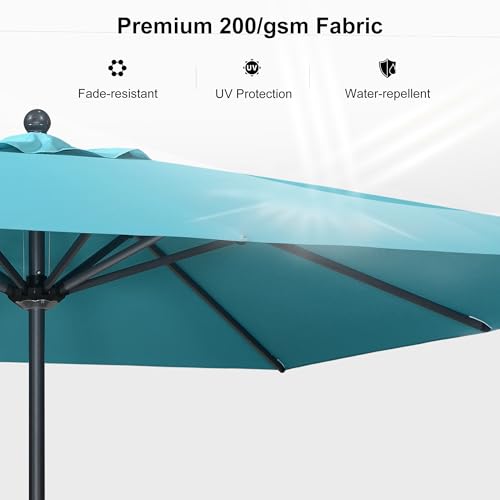 Image of PURPLE LEAF Patio Market Umbrella 6.5' x 6.5' Square Tilt Turquoise Blue