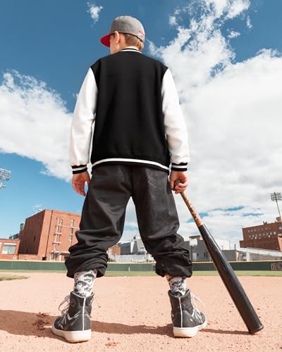 PureChapter Boys Baseball Jacket Kids Varsity Jacket Classic Embroidered Cardigan Sweatshirt Winter Coat Bomber Jacket3