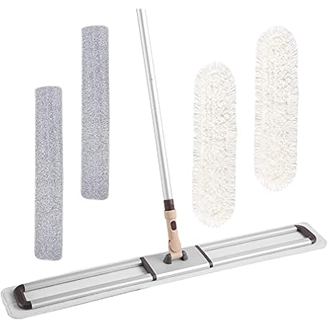 Eyliden 91.4 cm großer kommerzieller Staubwischmopp, 4 Pads, professionelle Klasse, industrieller Besen, 2 Stück Baumwolle und 2 Mikrofaser-Pads (weiß, 91.4 cm) Cover