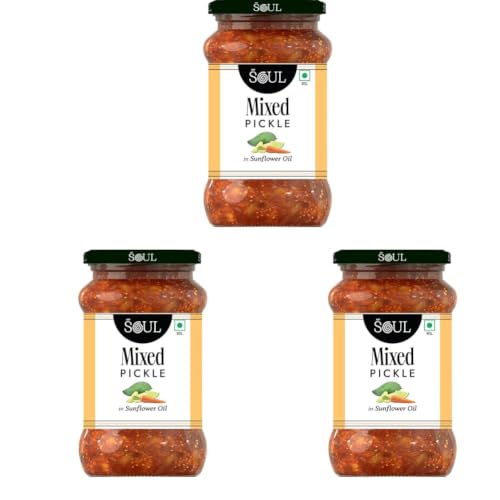 Image of Soul Mixed Pickle 380g - Flavorful Blend in Sunflower Oil (Pack of 3)