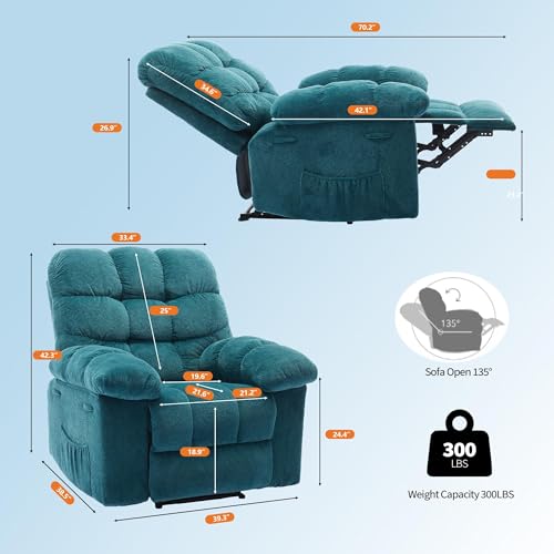 Sillón reclinable manual azul con estructura de acero miniatura 3