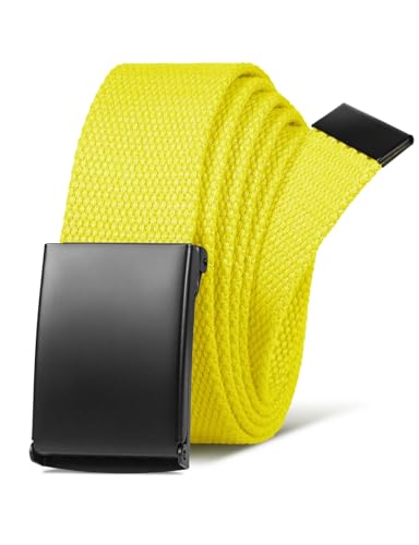LXMY Belts for Men,Work Belts for Men,Mens Adjustable Canvas Fabric Nylon Golf Belt Fits Anywhere(Yellow)