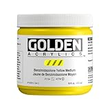 GOLDEN Heavy Body Acrylics, Benzimidazolone Yellow Medium, 16 fl. oz. Jar, Professional Acrylic Paint, Semi-Transparent