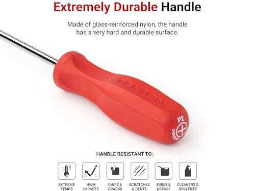 Image of TEKTON Long P1 Hard Handle Screwdriver (Black Oxide Blade) | DSP14001 | Made in USA