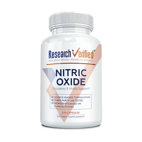 Image of Research Verified Nitric Oxide - with L-Arginine and L-Citrulline - Premium Muscle Building Nitric Oxide Booster - 270 Count - 1 Bottle