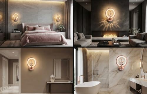 Image of Modern LED Wall Light 8806, 3 Color Changing Rose Gold Decorative Wall Lamp for Living Room, Bedroom & Hallway | Crystal Design Indoor Wall Sconce with Warm White, Neutral White & Cool White Lighting