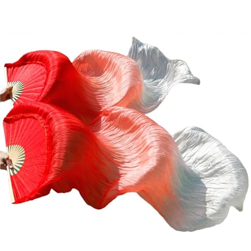 Éventail de danse du ventre en soie dégradée de couleur et monture en bambou poli