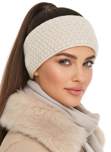 Bandeau crème Baesics chaud élastique protège-oreilles doublure polaire hiver extensible