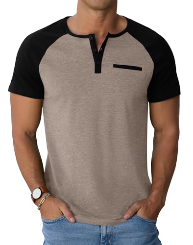 Image of Sailwind Men's Cotton Henley Short Sleeve Casual T-Shirts with Pocket
