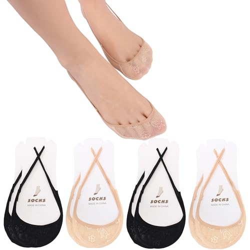 YFUNNLE 8 Pairs Toe Topper Liner Socks Ultra Low Cut No Show Invisible Non Slip Half Socks with Sling for Women
