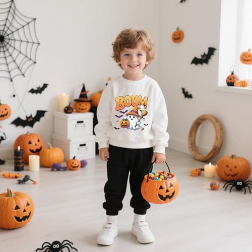 Kids Halloween Sweatshirt Toddler Boys Girls Pumpkin Face Long Sleeve Jumper Sweater Shirt 1-7T2