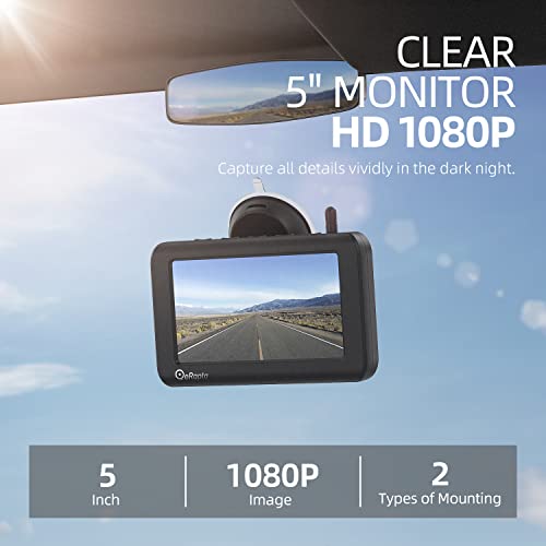Erapta Solar Wireless Backup Camera With 4800Mah Battery, 3 Mins Diy Install, 5" 1080P Monitor, Ir Night Vision Ip69K Waterproof Rear View License Plate Reverse Cam For Cars Trucks Trailers Rv Atyzx5 #TOP3