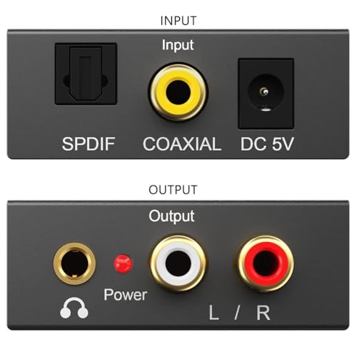 Image of DAC 192KHz Digital to Analog Audio Converter, Optical to RCA Adapter with Coaxial Cable, Toslink Optical to 3.5mm Adapter for PS4 HD DVD Home Cinema Systems