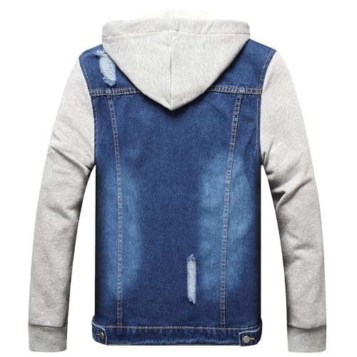 LZLER Hoodie Jean Jacket for Men Casual Slim Fit Men's Denim Jacket with Hood2