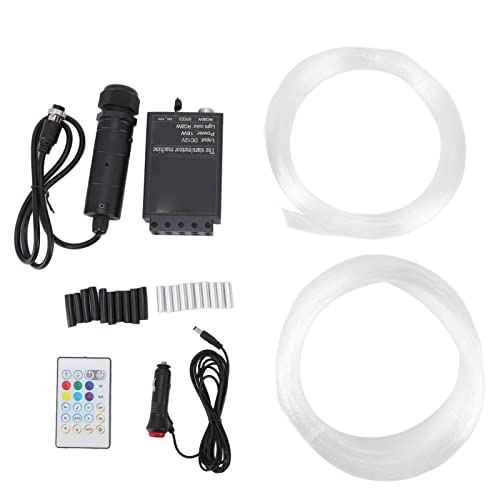 スターシーリングライトキット Bluetooth リモコン LED RGBW ファイバー光学ライトキット ホームカーデコレーション用 300 個ファイバーバンドル付き調光可能な明るさ (カープラグ 12V)